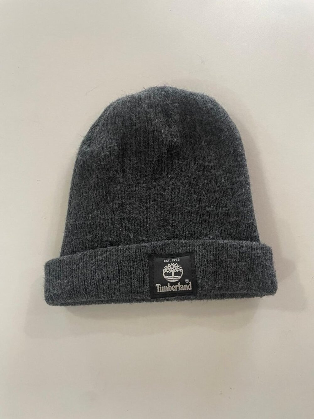 Timberland Mens Gray Knit Beanie Hat Winter Warm One Size